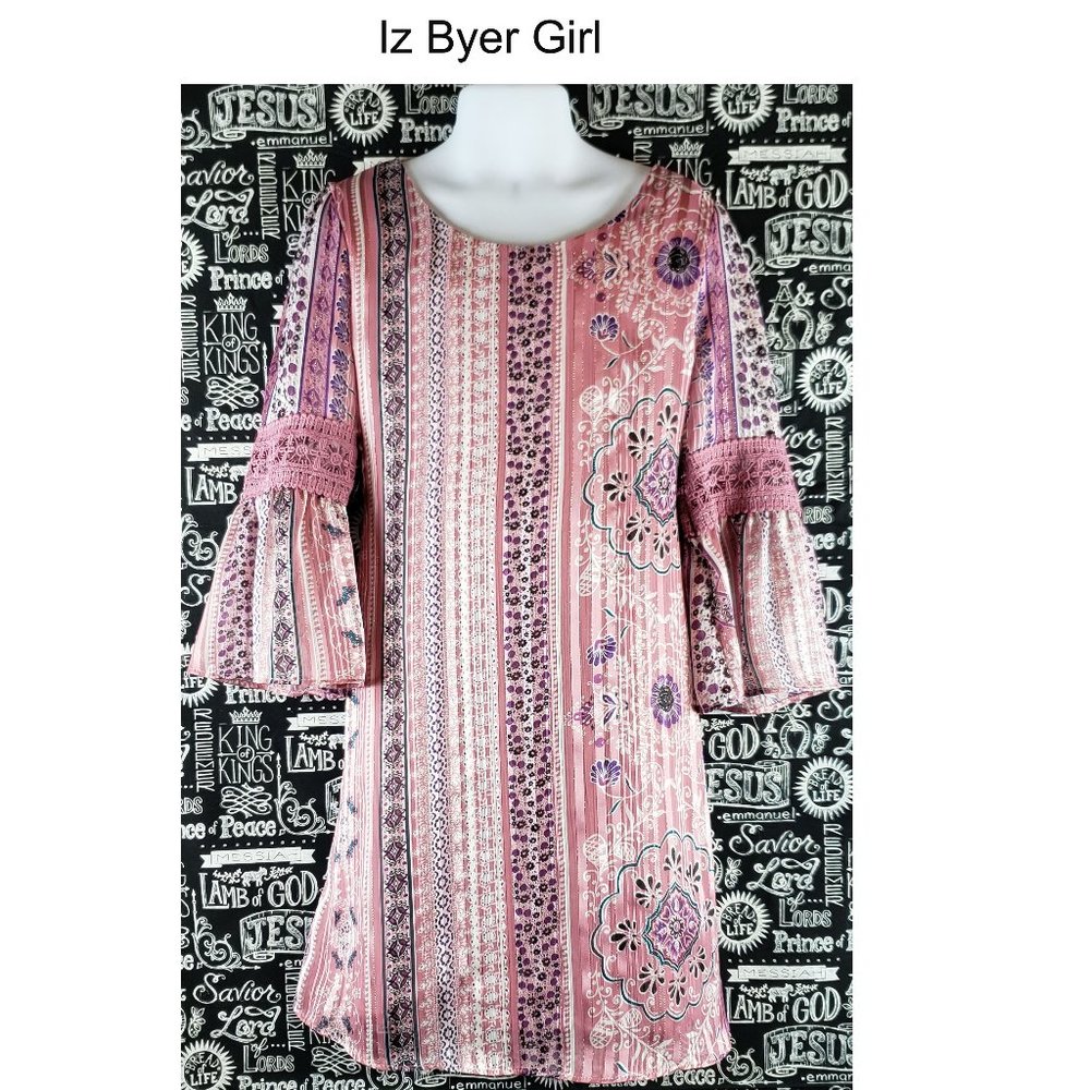 Iz Byer Girl Bell Sleeve Dress Sz 7